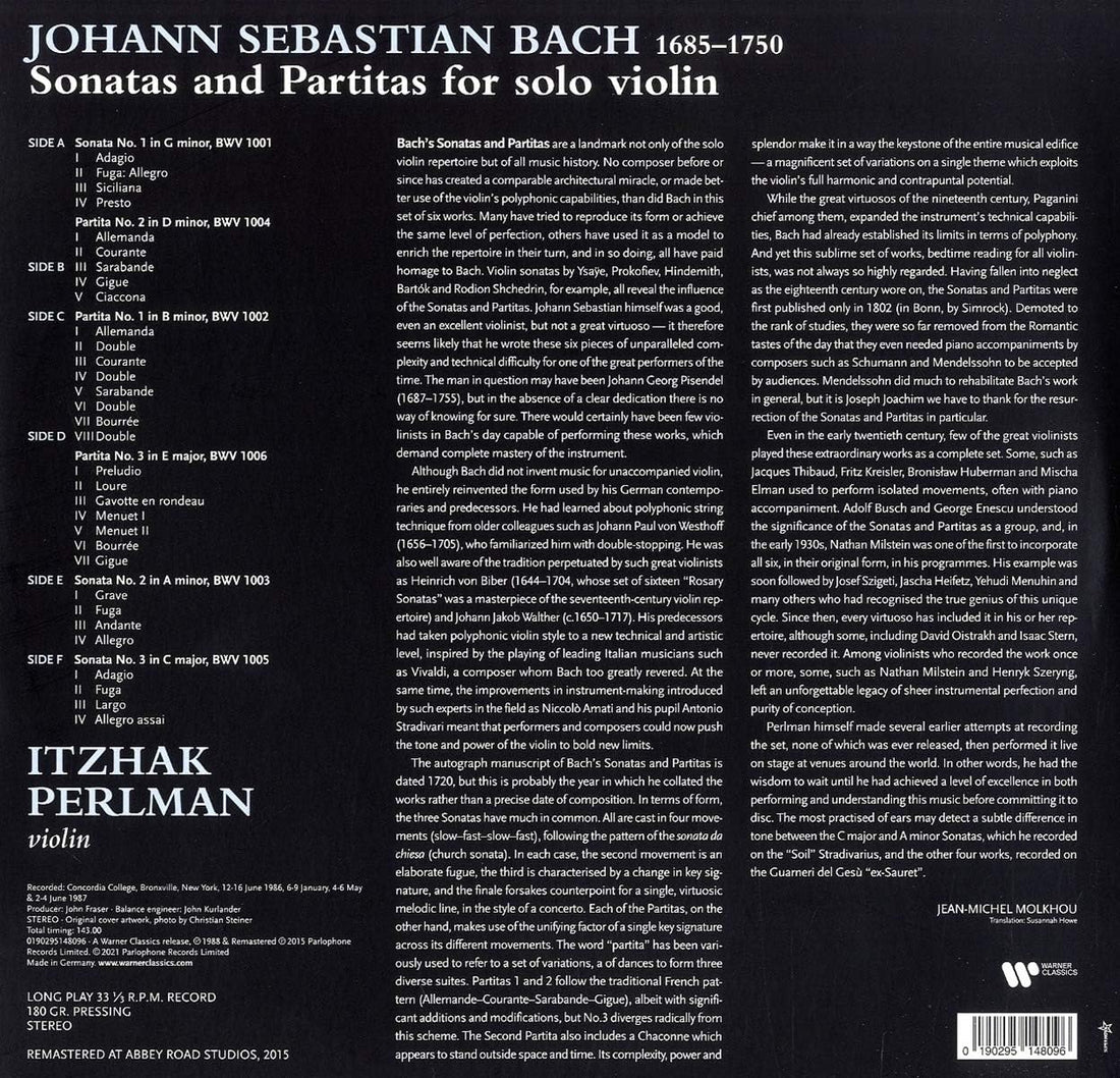 Itzhak Perlman - Bach, Js: Complete Sonatas & P - Vinyl |