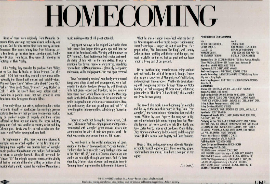 Roy Orbison, Johnny Cash, Jerry Lee Lewis, Carl Perkins - Class Of '55: Memphis Rock & Roll Homecoming - Vinyl |